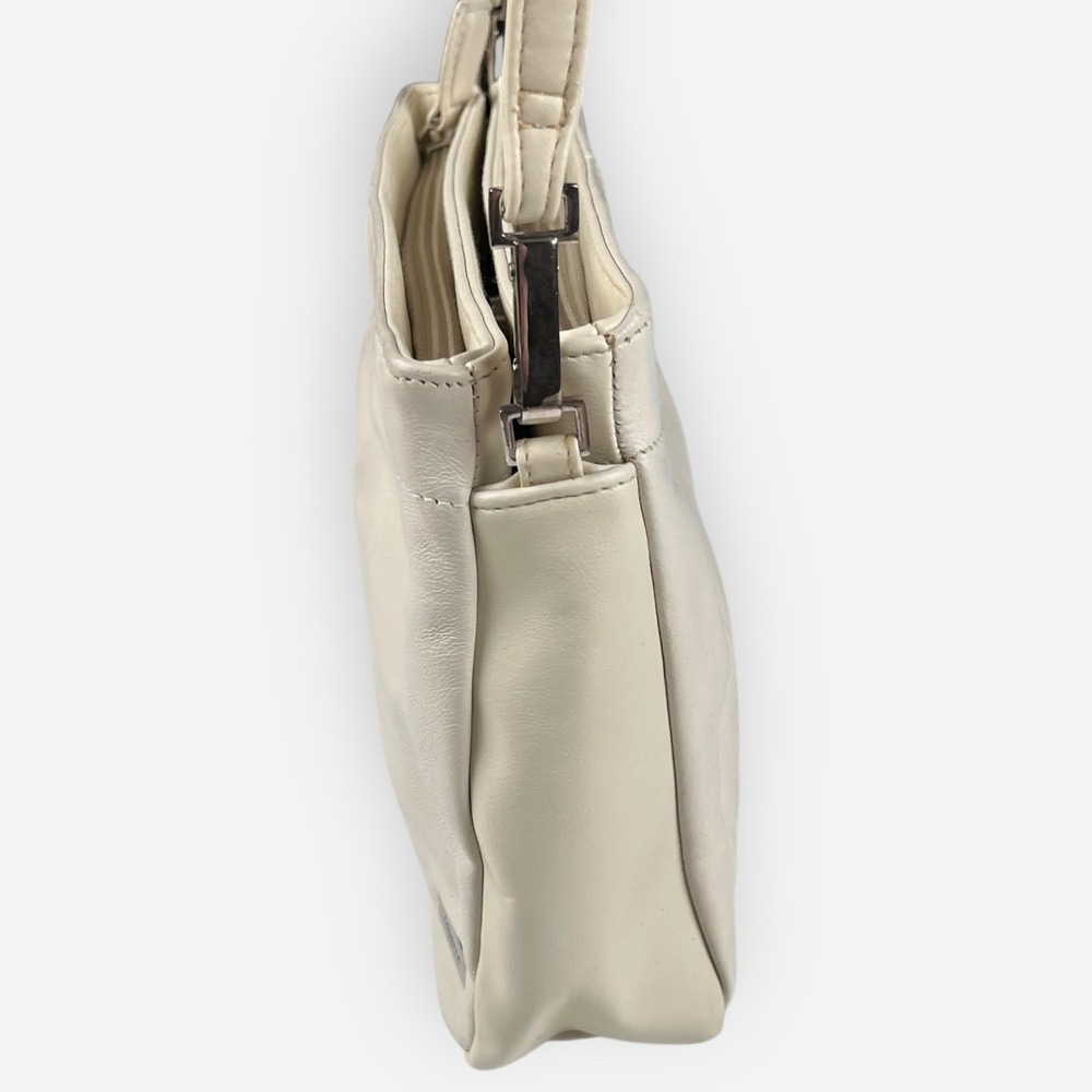 Vintage Coletta Shoulder Bag Clutch Genuine Leather‎ Bone Ivory Strap - Picture 8 of 12
